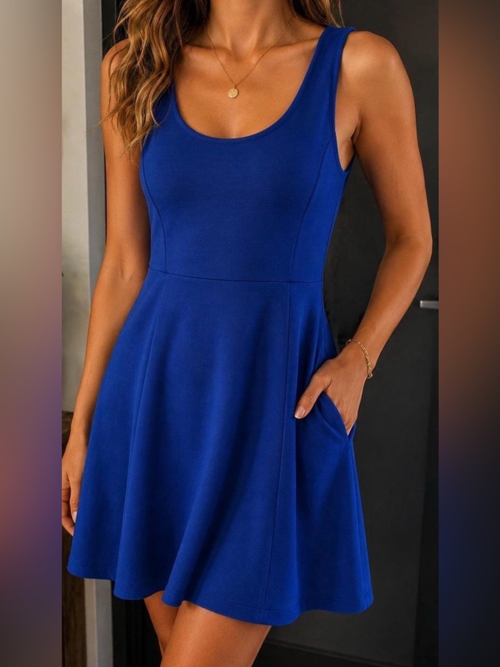 H&M Sleeveless Cobalt Blue Mini Dress